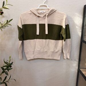 Madewell Cream Knit Hooded Pullover 100% cotton